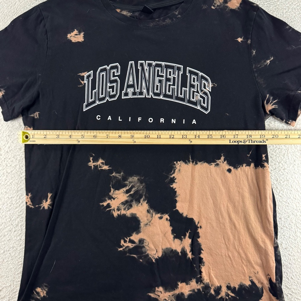 ROMWE Black Los Angeles California Tie Dye Bleach Graphic T Shirt Size Large - Picture 7 of 8